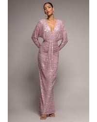 Goddiva - Plunge V-neck Sequin Maxi - Lyst
