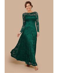 Goddiva - Scalloped Lace A-Line Maxi Dress - Lyst