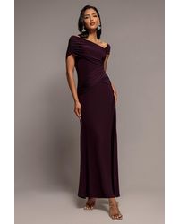 Goddiva - Asymmetric Neck Gathered Waist Maxi Dress - Lyst