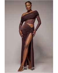Goddiva - Super Split Front Drawstring Maxi Skirt - Lyst