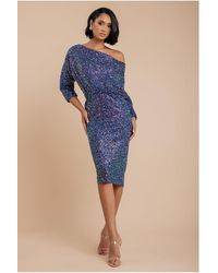 Goddiva - Sequin Cowl Neck Midi Dress - Lyst
