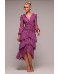 Goddiva - Gathered High & Low Tiered Midaxi Dress - Lyst
