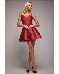 Goddiva - Jacquard Sleeveless A-Line Mini Dress - Lyst