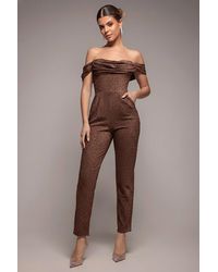 Goddiva - Lurex Cowl Neck Jumpsuit - Lyst
