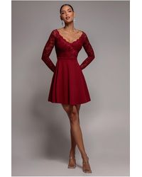 Goddiva - Off The Shoulder Lace Skater Mini Dress - Lyst
