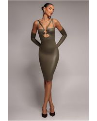 Goddiva - Faux Leather Cut Out Sheath Midi Dress - Lyst