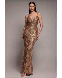 Goddiva - Diamante Strap Sequin Maxi Evening Dress - Lyst