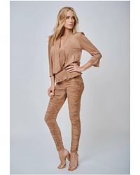 Yan Neo London The Hebe Ruched Suede-look Leggings - Multicolour