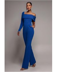 Goddiva - One Shoulder Scuba Jumpsuit - Lyst