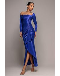 Goddiva - Slinky Satin One Shoulder Split Maxi Dress - Lyst