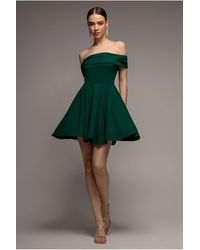 Goddiva - Strapless Crepe Skater Mini Dress - Lyst