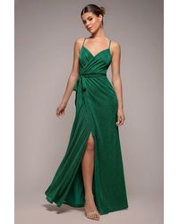Goddiva - Wrap Style Spaghetti Strap Maxi With Split - Lyst