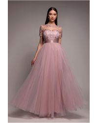 Goddiva - Embroidered Mesh Maxi Dress - Lyst