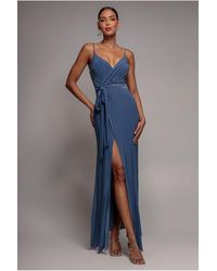 City Goddess - Wrap Front Maxi Slip Dress With Waist Tie-Up - Lyst