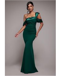 Goddiva - One Shoulder Satin Band Maxi Dress - Lyst