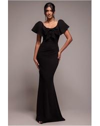 Goddiva - Cape Sleeve Detail Front Tie Maxi Dress - Lyst