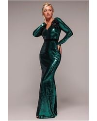 Goddiva - Liquid Sequin Corsage Maxi - Lyst