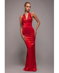 Goddiva - Halter Cowl Neck Back Maxi Dress - Lyst
