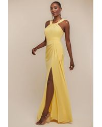 Goddiva - Halterneck Thigh Split Chiffon Maxi Dress - Lyst