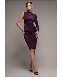 Goddiva - Open Back One Sleeve Lurex Midi - Lyst