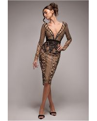 Goddiva - Geometric Sequin Plunge Midi - Lyst