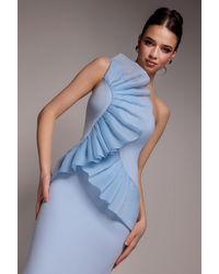 Goddiva - One Shoulder Pleated Fan Maxi Dress - Lyst