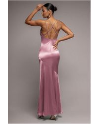 Goddiva - Cowl Neck With Strappy Back Satin Maxi - Lyst