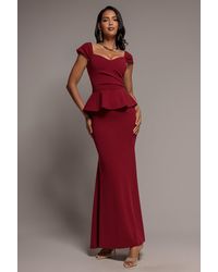 Goddiva - Cap Sleeve Sweetheart Peplum Scuba Maxi Dress - Lyst
