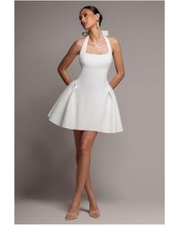 Goddiva - Corset Fit And Flare Halter Neck Skater Mini Dress - Lyst