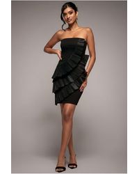 Goddiva - Fan Pleated Boobtube Scuba Crepe Mini - Lyst