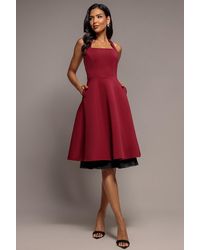 Goddiva - Contrast Organza Frill Bow Back Halter Midi Dress - Lyst