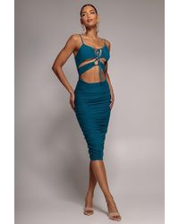 Goddiva - Cut Out Ruched Midi With Drawstring - Lyst