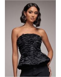 Goddiva - Peplum 3D Textured Boob Tube Lace Up Corset - Lyst