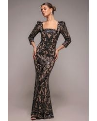 Goddiva - Square Neck Scalloped Lace Maxi - Lyst