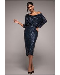 Goddiva - Sequin Cowl Neck Midi Dress - Lyst