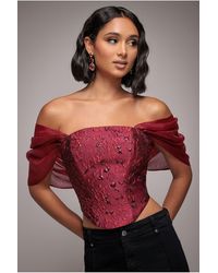 Goddiva - Off Shoulder Jacquard Top With Organza Wings - Lyst