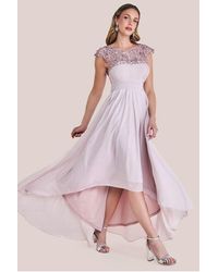 Goddiva - Crochet & Pleated Top High Low Maxi - Lyst