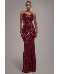 Goddiva - Cross Back Diamante Strap Sequin Maxi - Lyst