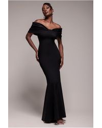 Goddiva - Bardot Bow Neck Maxi Dress - Lyst