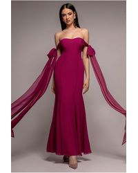 Goddiva - Multiway Cape Chiffon Sweetheart Maxi Dress - Lyst