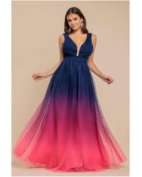 Goddiva - Sleeveless Ombre Pleated A-Line Maxi Dress - Lyst