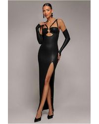 Goddiva - Faux Leather Cut Out Maxi Dress - Lyst