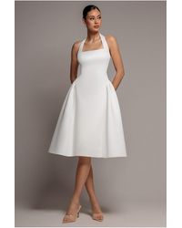 Goddiva - Corset Fit And Flare Halter Neck Midi Dress - Lyst