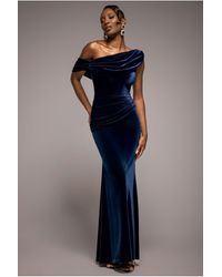 Goddiva - Cowl One Shoulder Velvet Maxi Dress - Lyst