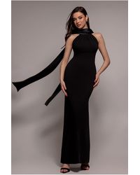 Goddiva - Satin Multi-Tie Halterneck Maxi Dress - Lyst