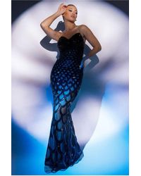 Goddiva - Diamante Strap Fish Scale Sequin Maxi Dress - Lyst