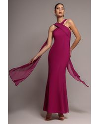 Goddiva - Cross Front Scarf Back Chiffon Mermaid Maxi Dress - Lyst