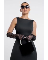Goddiva - Embroidered Mesh Gloves - Lyst