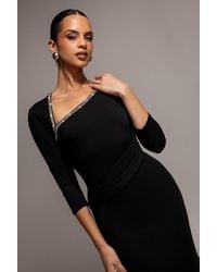 Goddiva - Asymmetric Neck Diamante Embellished Maxi Dress - Lyst