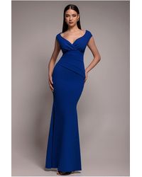 Goddiva - Bardot Pleated Maxi Dress - Lyst